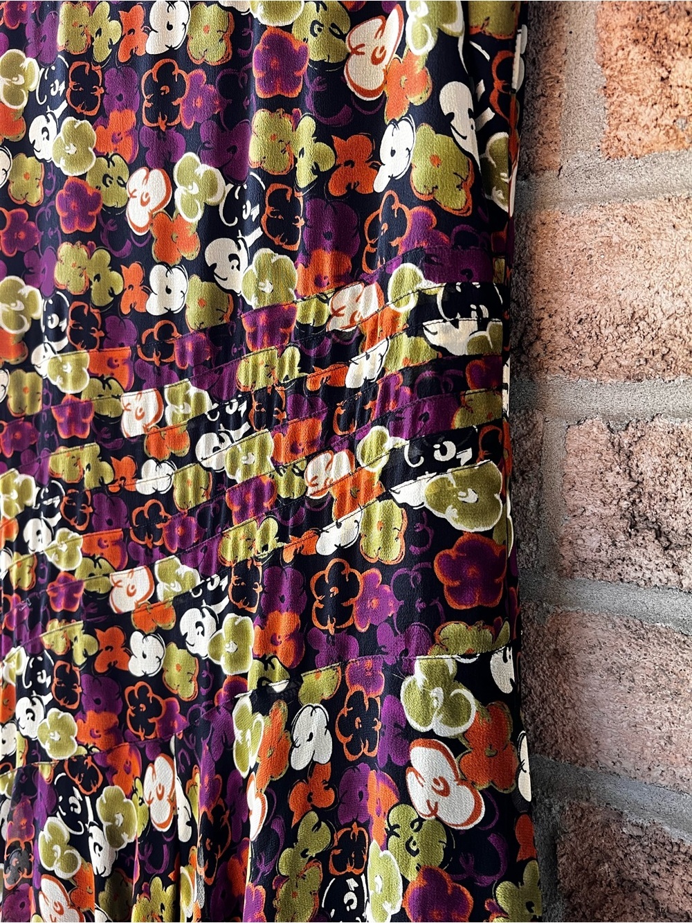 JONES NEW YORK 100% Silk Floral Midi Dress Handkerchief Hem Sleeveless - Picture 11 of 12